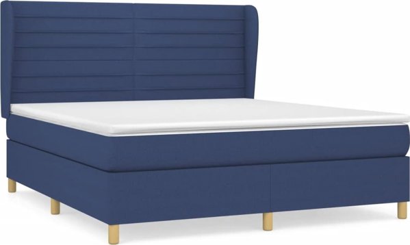 vidaXL Κρεβάτι κοντινένταλ με στρώμα, μπλε, ύφασμα, 180x200 cm
