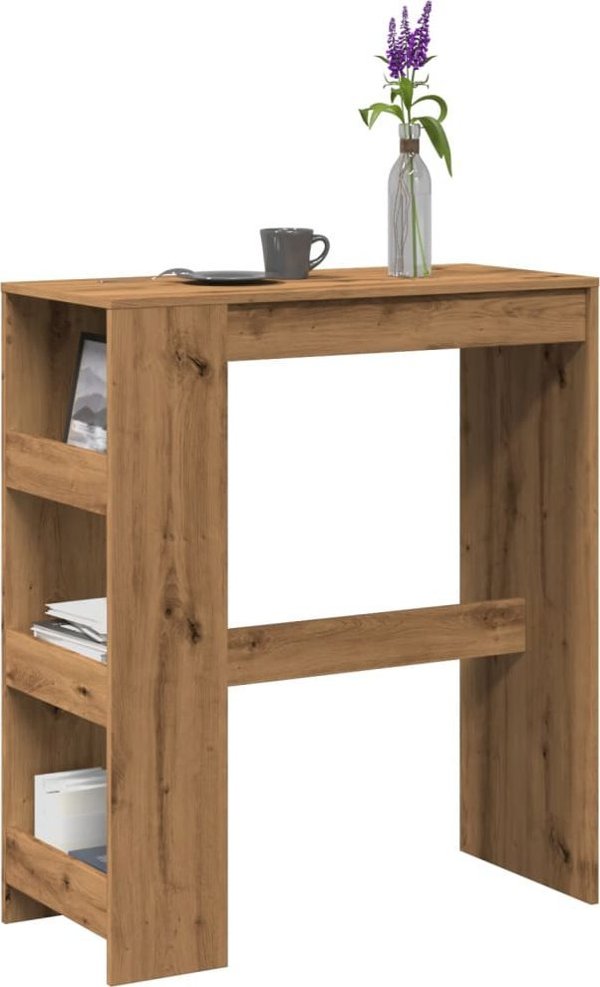 vidaXL Stolik barowy z przegrodami, dab artisian, 90x40x103,5 cm