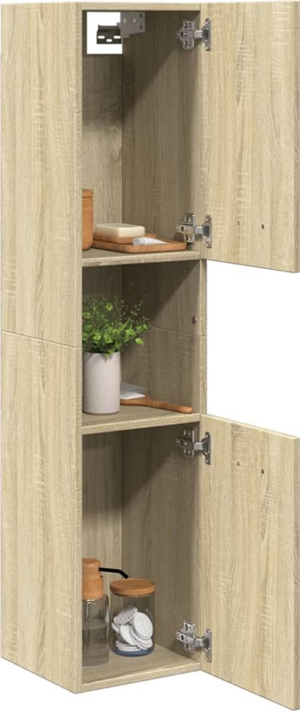 vidaXL Ντουλάπι μπάνιου Sonoma Δρυς 30x30x130 εκ. Πίνακας μοριοσανίδας