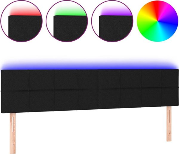 vidaXL Μαξιλαροκέφαλος για κρεβάτι με LED, μαύρο, 180x5x78/88 εκ., ύφασμα