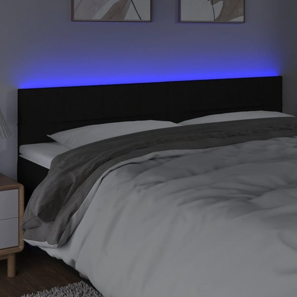 vidaXL Μαξιλαροκέφαλος για κρεβάτι με LED, μαύρο, 180x5x78/88 εκ., ύφασμα