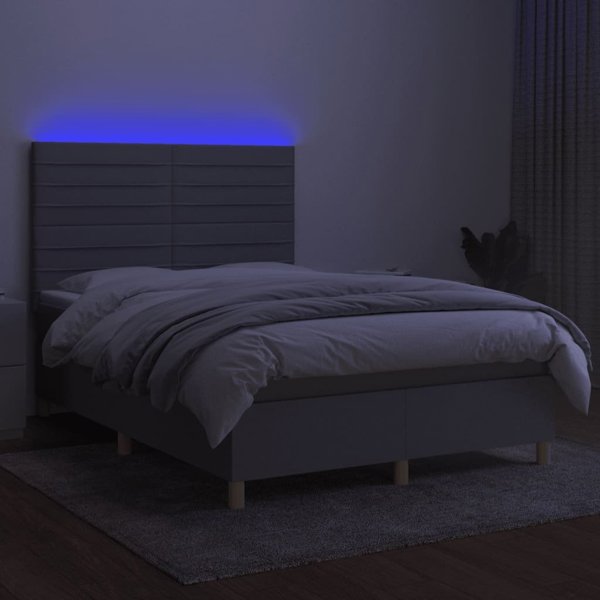vidaXL Λευκό κρεβάτι continental με στρώμα, 140x190 cm, υφασμάτινο