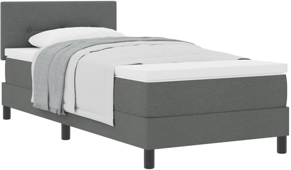 vidaXL Ελατήριο Κρεβάτι με Στρώμα Σκούρο Γκρι 90x190 cm Υφασμάτινο