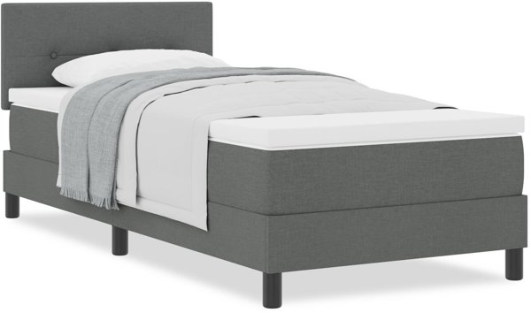 vidaXL Ελατήριο Κρεβάτι με Στρώμα Σκούρο Γκρι 90x190 cm Υφασμάτινο