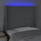 vidaXL Zaglowek do lozkaw z LED, jasnoszary, 103x16x118/128 cm, tkanina