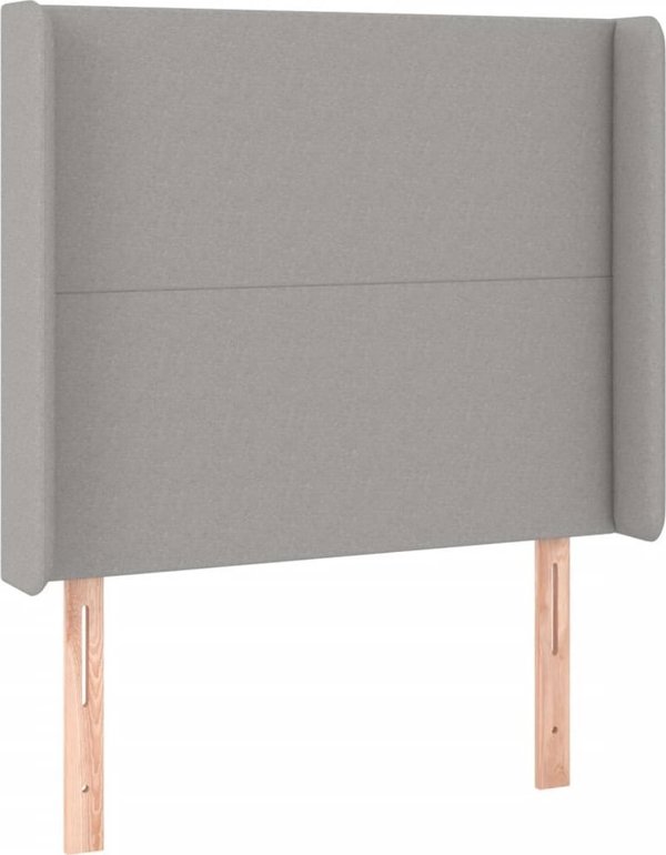vidaXL Zaglowek do lozkaw z LED, jasnoszary, 103x16x118/128 cm, tkanina