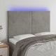 vidaXL Zaglowek do lozka z LED, jasnoszary, 144x5x118/128 cm, aksamit