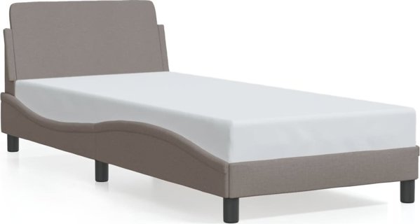 vidaXL Rama lozka z zaglowkiem, taupe, 90x190 cm, obita tkanina