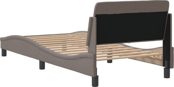 vidaXL Rama lozka z zaglowkiem, taupe, 90x190 cm, obita tkanina
