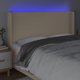 vidaXL Zaglowek do lozka z LED, kremowy, 183x16x118/128 cm, tkanina
