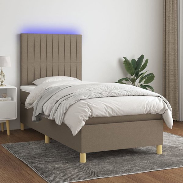 vidaXL Κρεβάτι Continental με στρώμα, ταουπ, 90x200 εκ., ύφασμα