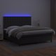 vidaXL Lodzko kontynentalne z materacem i LED czarna ekoskora 180x200cm