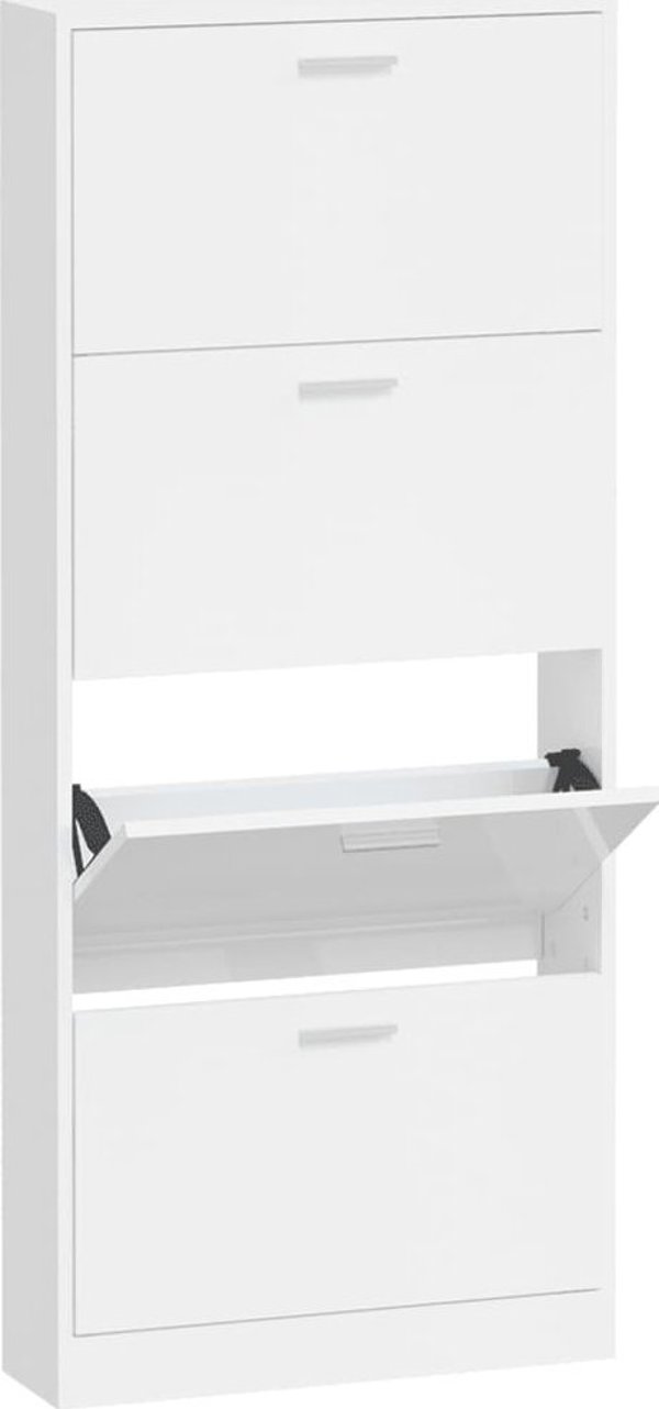 vidaXL Szafka na buty, υψηλής γυαλάδας, λευκή, 59x17x150 εκ.