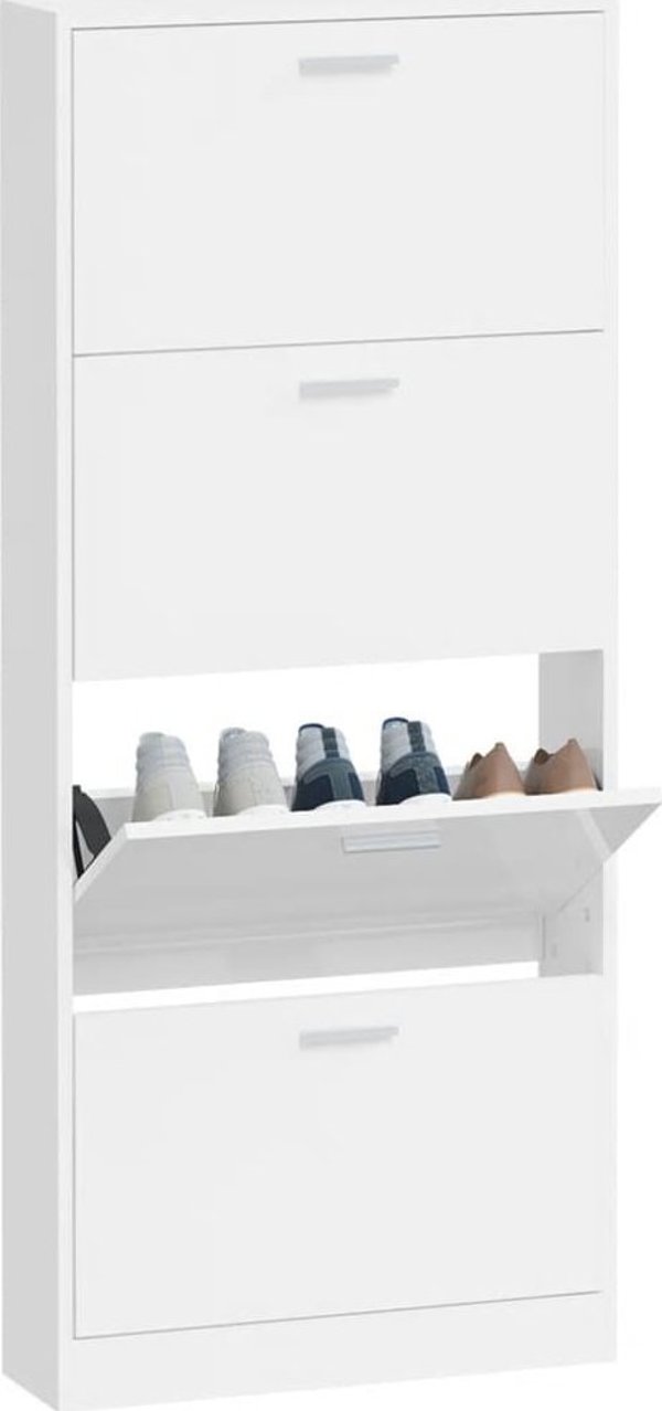 vidaXL Szafka na buty, υψηλής γυαλάδας, λευκή, 59x17x150 εκ.