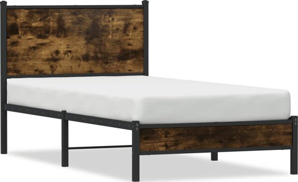 vidaXL Κά Frame κρεβατιού με κεφαλάρι καπνισμένη δρυς 80x200 εκ