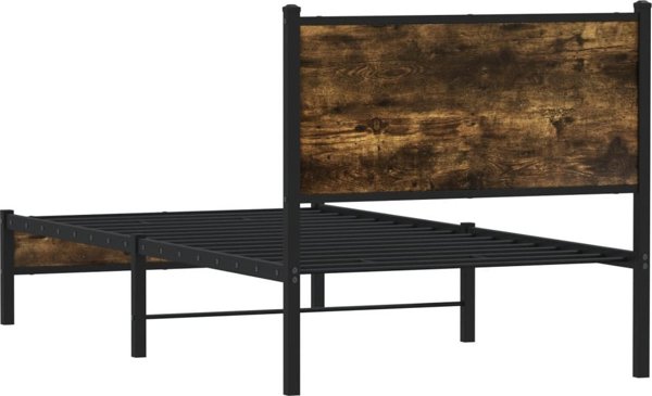 vidaXL Κά Frame κρεβατιού με κεφαλάρι καπνισμένη δρυς 80x200 εκ