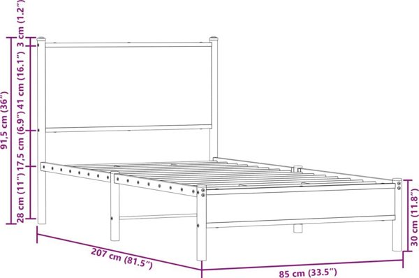 vidaXL Κά Frame κρεβατιού με κεφαλάρι καπνισμένη δρυς 80x200 εκ