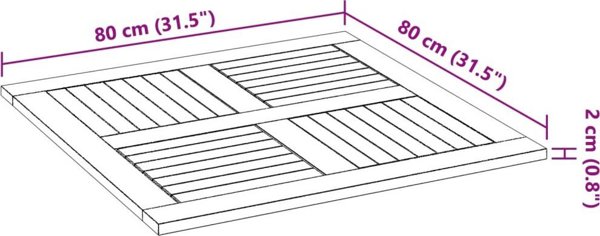 vidaXL Blat do stolu, 80x80x2,2 cm, kwadratowy, lite drewno akacjowe