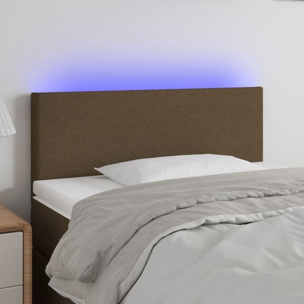 vidaXL Κεφαλάρι κρεβατιού με LED, σκούρο καφέ, 80x5x78/88 εκ, ύφασμα