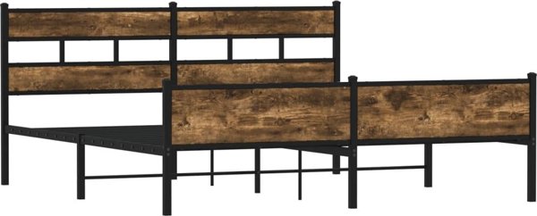 vidaXL Μεταλλική ράμα κρεβατιού, χωρίς στρώμα, φιμέ δρυς, 200x200 cm