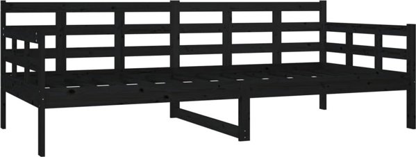 vidaXL Ημερήσιο κρεβάτι, μαύρο, μασίφ πεύκο, 90x200 εκ