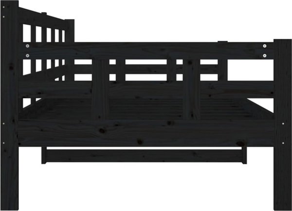 vidaXL Ημερήσιο κρεβάτι, μαύρο, μασίφ πεύκο, 90x200 εκ