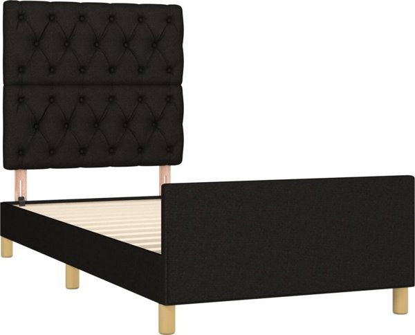 vidaXL Κά FRAME κρεβατιού με κεφαλάρι μαύρο 80x200 εκ ύφασμα