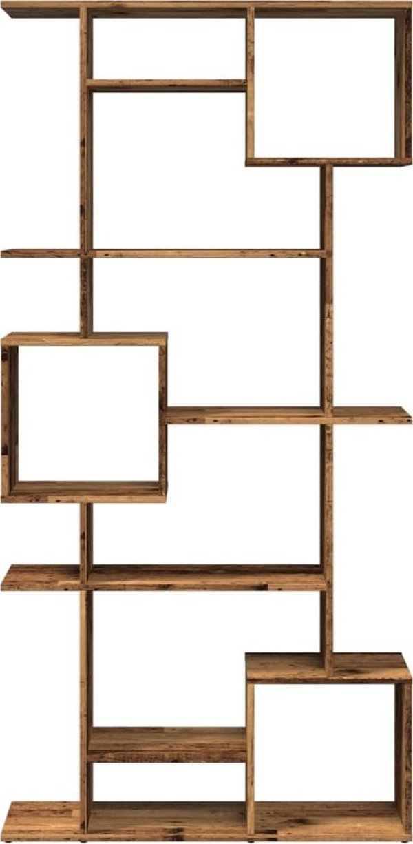 vidaXL Ράφι, δρυς καπνισμένος, 92x29x188 cm, υλικό ξυλώδες