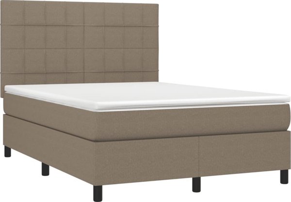 vidaXL Κρεβάτι Continental με Στρώμα, Taupe, 140x200 cm, Υφασμάτινο