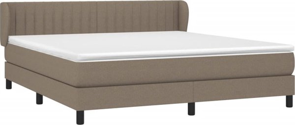 vidaXL κοντινενταλικό κρεβάτι με στρώμα, taupe, ύφασμα, 180x200 cm