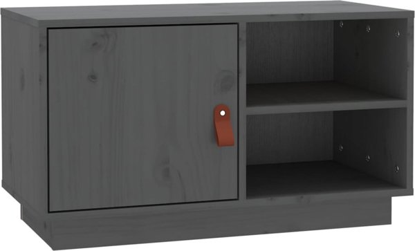 vidaXL Szafka pod TV, szara, 70x34x40 cm, lite drewno sosnowe
