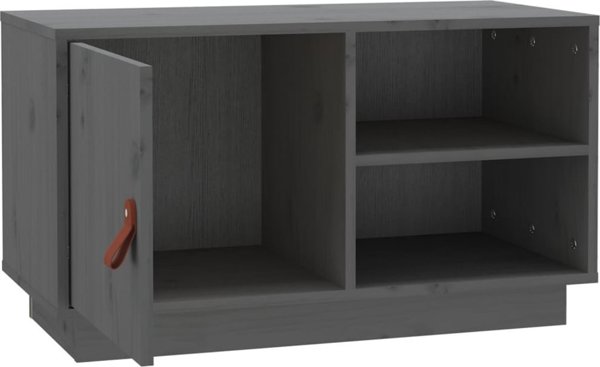 vidaXL Szafka pod TV, szara, 70x34x40 cm, lite drewno sosnowe