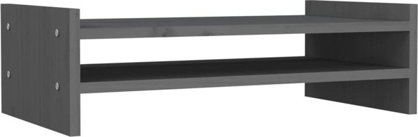 vidaXL vidaXL Podstawka na monitor, szara, 50x27x15 cm, lite drewno sosnowe