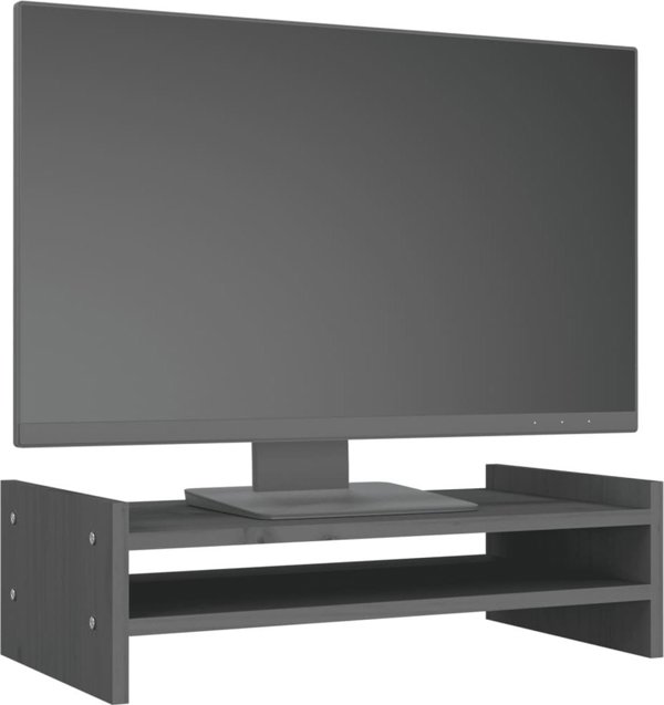 vidaXL vidaXL Podstawka na monitor, szara, 50x27x15 cm, lite drewno sosnowe