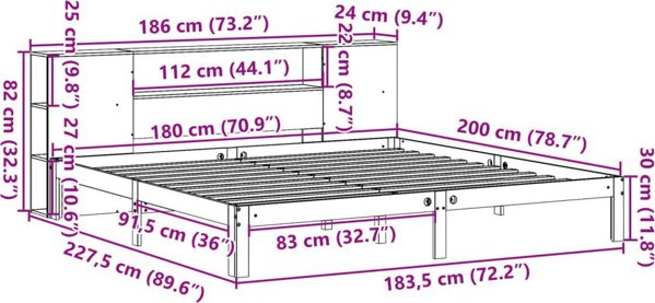 vidaXL Lozko me to me regalem, chorio apo to mattress, 180x200 cm, lite drekso sosnopo