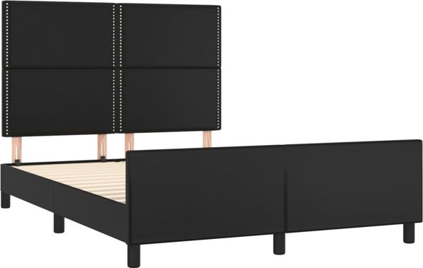 vidaXL Κρεβατοκάμαρα με κεφαλάρι, μαύρο, 140x200 εκ., τεχνητό δέρμα