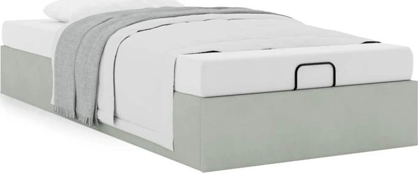 VidaXL Κρεβάτι Οθωμανικού Τύπου 80x200 εκ., Βελούδινο, Ανοιχτό Γκρι, Χωρίς Στρώμα