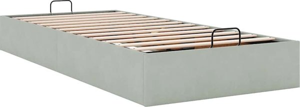 VidaXL Κρεβάτι Οθωμανικού Τύπου 80x200 εκ., Βελούδινο, Ανοιχτό Γκρι, Χωρίς Στρώμα