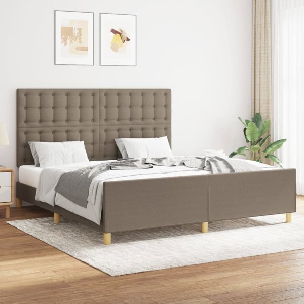 vidaXL Πλαίσιο κρεβατιού με κεφαλάρι, χρώμα taupe, 180x200 εκ., επενδυμένο με ύφασμα