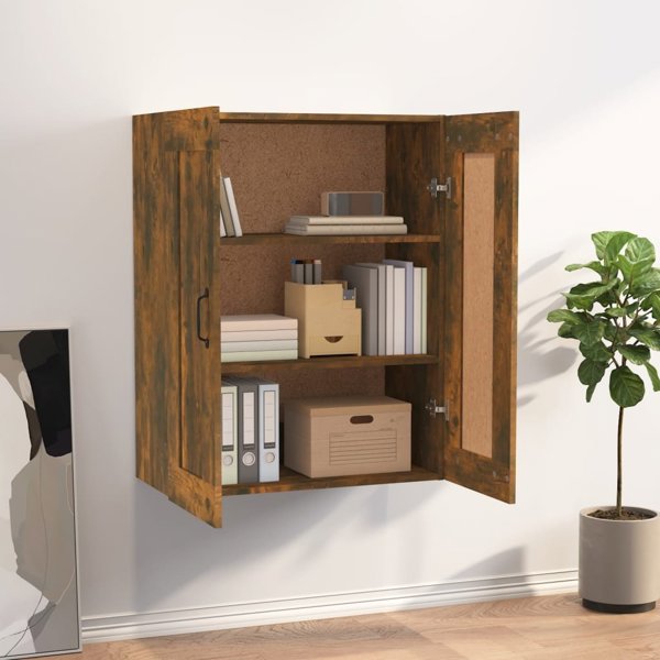 vidaXL Κρεμαστή ντουλάπα, καπνιστός δρυς, 69,5x32,5x90 cm