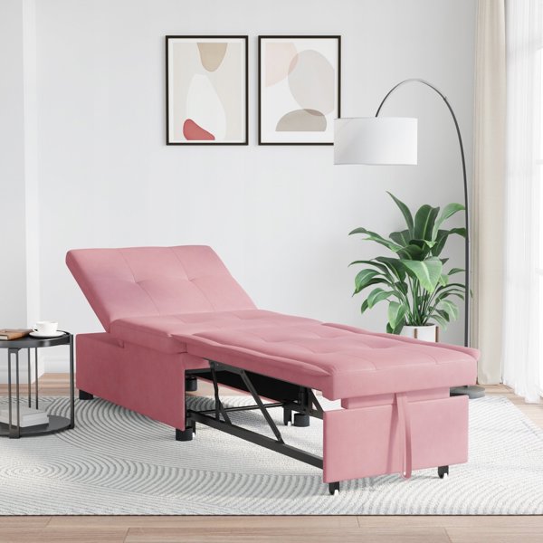 vidaXL Καναπές-Κρεβάτι Βελούδινος Ροζ 194x67x82cm
