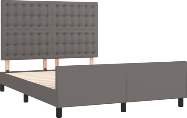 vidaXL Πλαίσιο κρεβατιού με κεφαλάρι γκρι 140x190 cm συνθετική δερματίνη