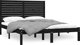 vidaXL Rama lozka, czarna, lite drewno, 150x200 cm, King Size