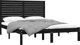 vidaXL Rama lozka, czarna, lite drewno, 150x200 cm, King Size