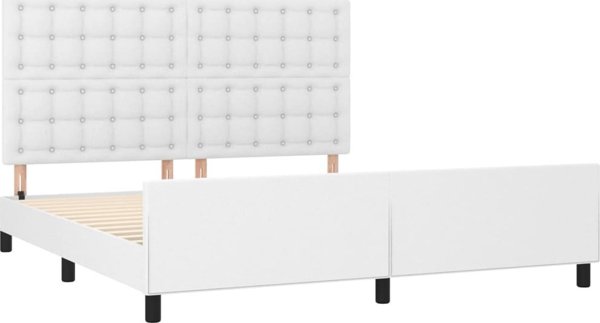 vidaXL Rama κρεβατιού με προσκέφαλο, λευκό, 180x200 εκ., επενδυμένο με τεχνητό δέρμα