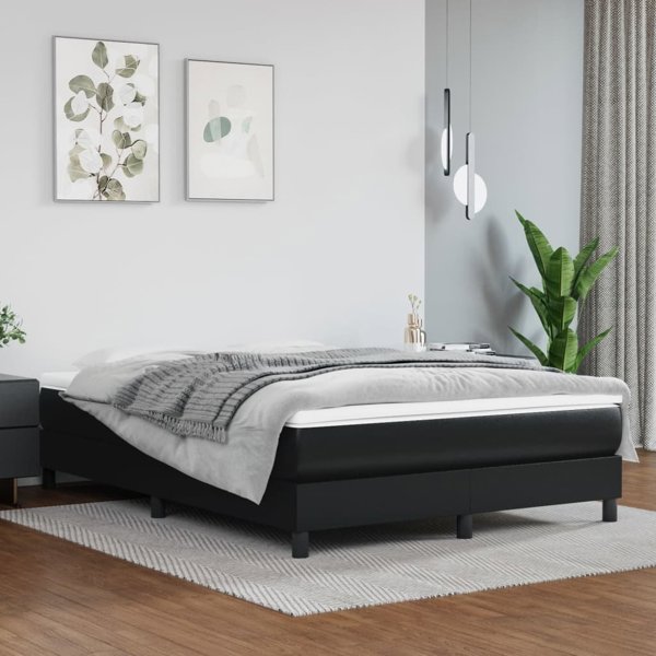 vidaXL Materac kieszeniowy, czarny, 140x190x20 cm, sztuczna skora