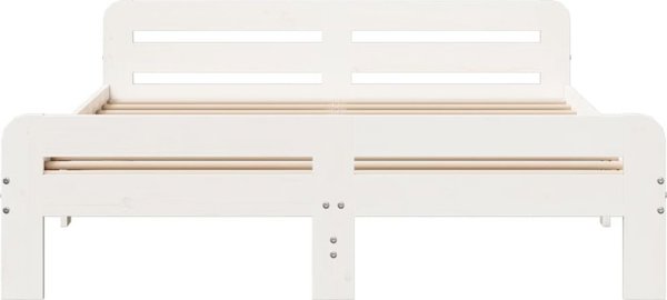 vidaXL Λευκό ξύλινο πλαίσιο κρεβατιού 160x200 cm, μασίφ ξύλο πεύκου