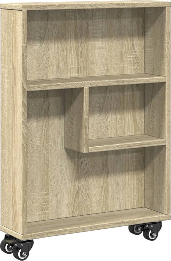vidaXL Waski wozek pomocniczy, dab sonoma, 48x13x68 cm