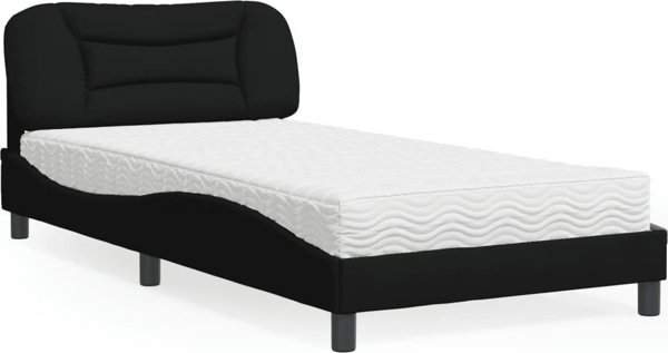 vidaXL Κρεβάτι με στρώμα, μαύρο, 100x200 cm, υφασμάτινη επένδυση