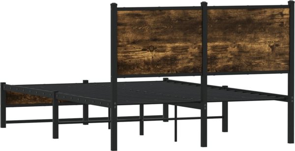 vidaXL Metalowa rama lozka, bez materaca, przydymiony dab, 120x200 cm